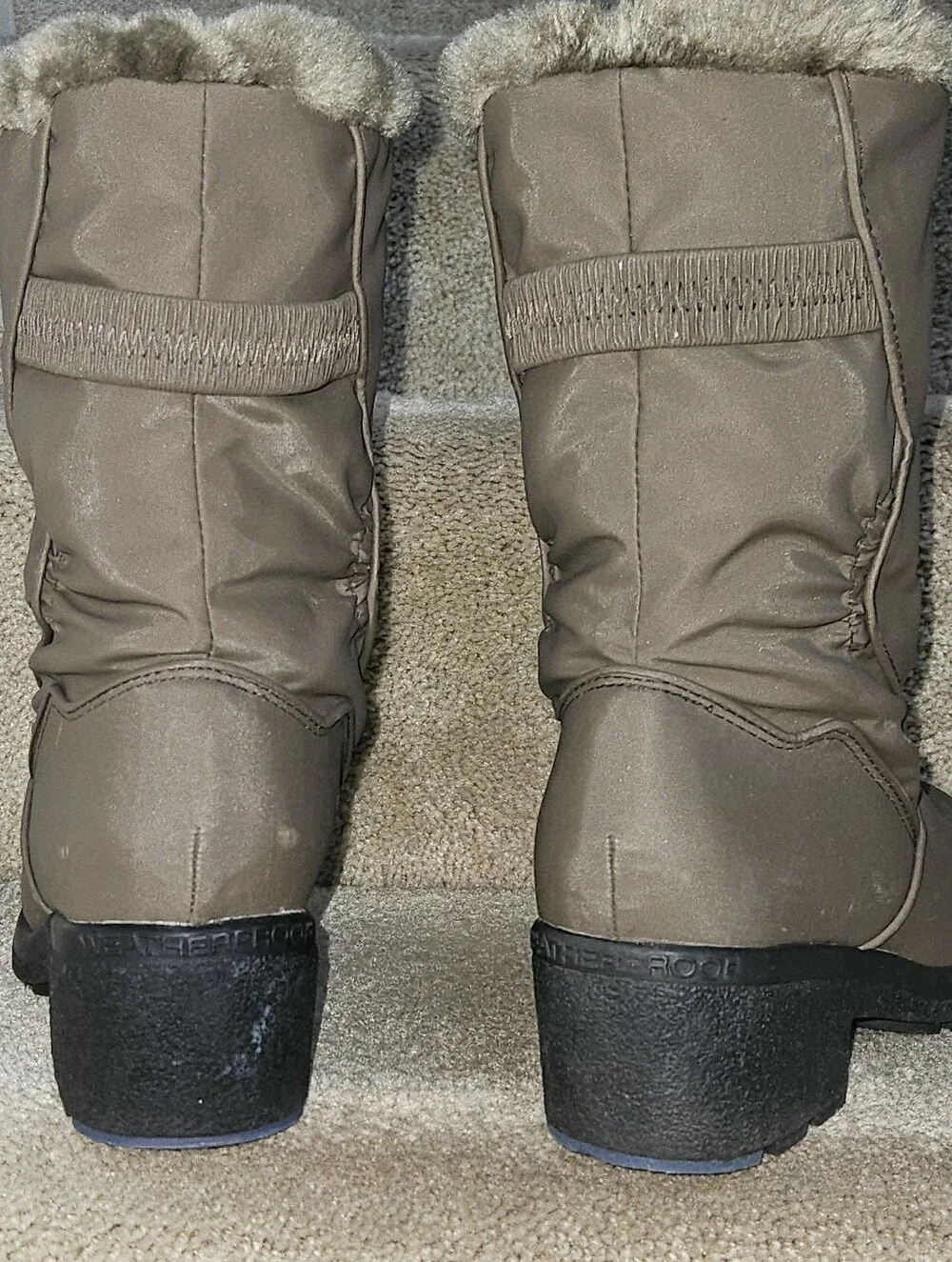 LONDON FOG Faux-Fur-Lined Taupe Winter Mid-Calf Boots Sz 8